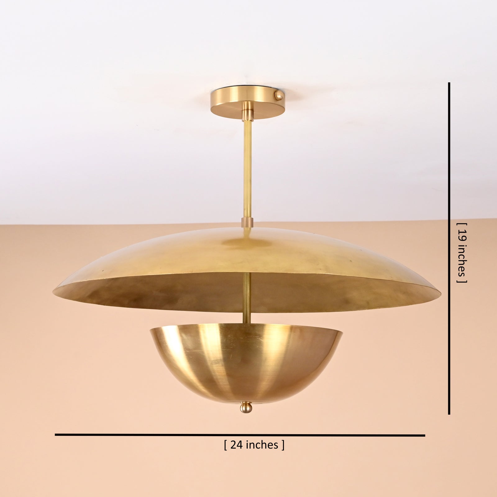 Size guide for 3 Lights Raw Brass Disc Pendant – Handmade Solid Brass Chandelier | Minimalist Industrial Ceiling Light by Brass Leaf Studio 32433