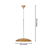Brass dome pendant light hanging above kitchen island with warm focused lighting and elegant modern classic style