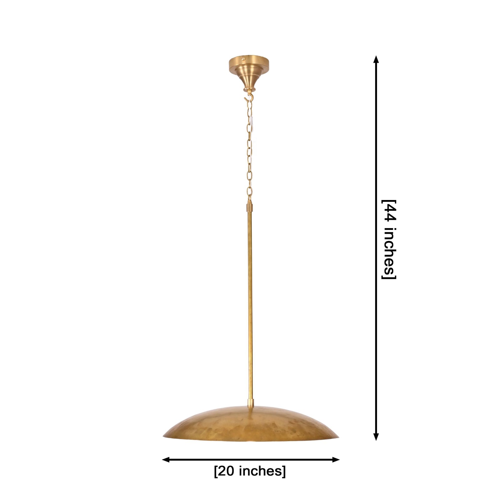 Size guide for Discus On Chain Brass Dome Pendant Light – 20 Inch - Model 33374