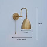 Dimensional image of brass dome wall light showing 11-inch height, 5-inch width, and 11-inch depth for accurate sizing reference.