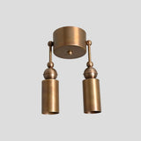 Handmade brass double cylinder flushmount ceiling light, modern industrial design with solid brass construction – Brass Leaf Studio