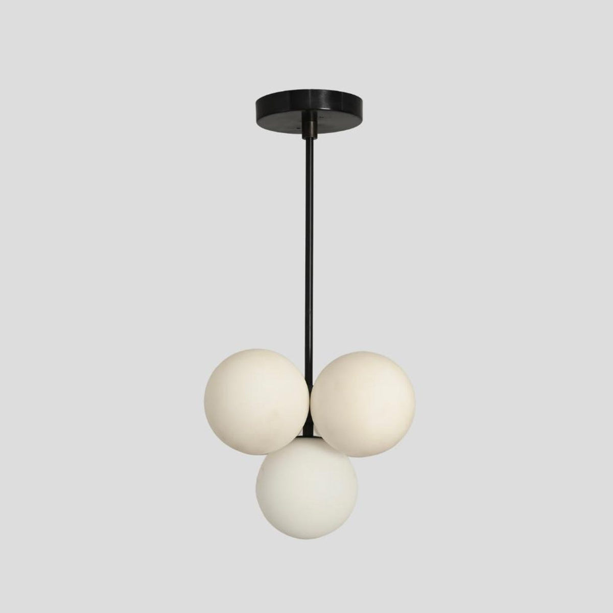 Modern cluster chandelier with five frosted glass globes and black ceiling mount – Brass Leaf Studio handmade lighting