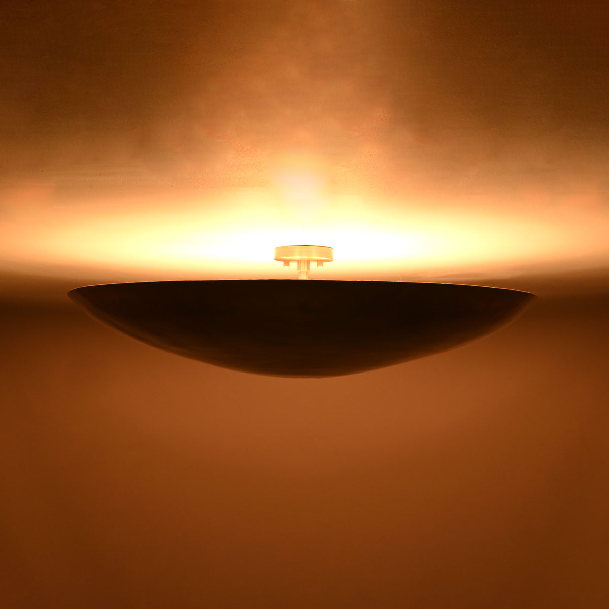 Brass Leaf Studio Aurelia Halo flush mount light with solid brass construction and patina finish