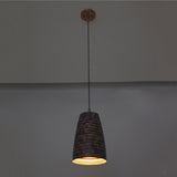 Brass Leaf Studio blue patina pendant light with ribbed shade design for kitchen, dining, hallway, and boutique interiors