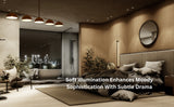 Brass Leaf Studio promotional banner showcasing the chandelier in a minimalist room with “Furnish your life with style” text
