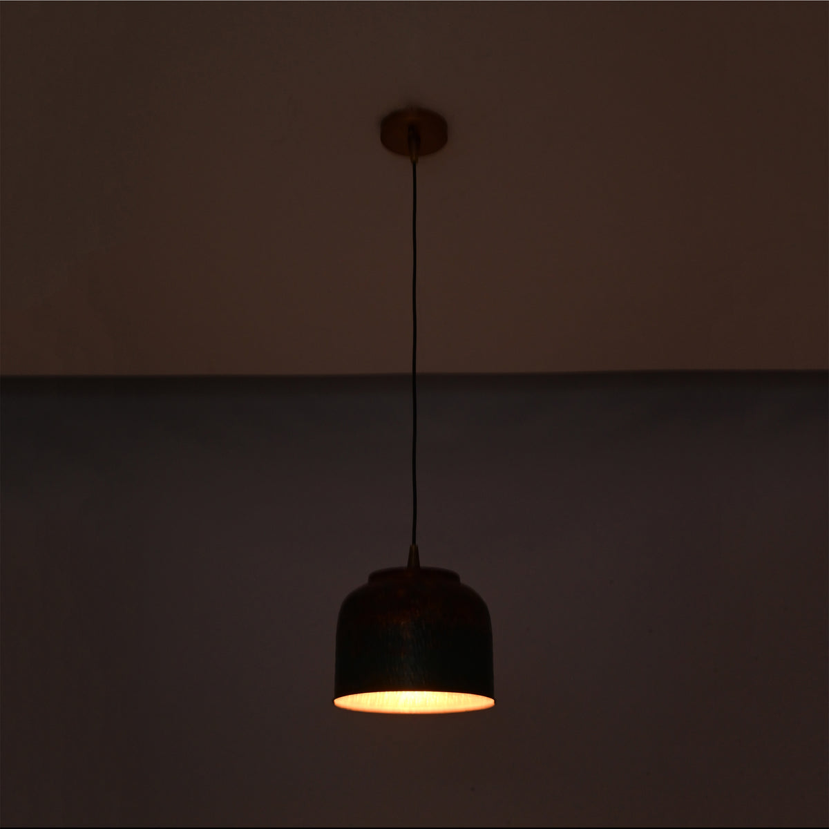 Brass Leaf Studio copper pendant light with multicolor artistic shade and warm glow for luxury interior lighting