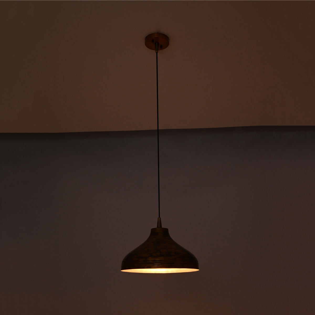 Brass Leaf Studio solid copper dome pendant light with artistic surface finish for luxury kitchen and dining interiors