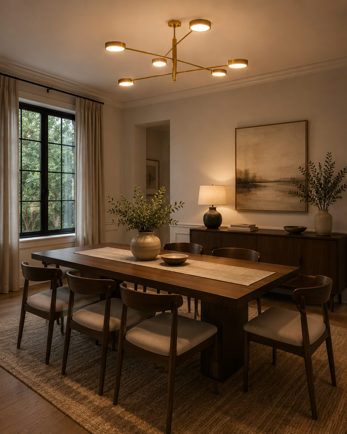 Brass Leaf Studio disc chandelier with solid brass construction and balanced modern ceiling light design