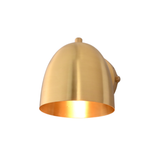 A dome-shaped wall sconce with a brushed brass finish, shown against a plain white background.