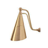 Brass Leaf Studio two light wall fixture with sculptural cone shades, curved arms, and elegant brass finish