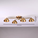 Flush mount chandelier in brass patina finish – shown with 29” width and 6” height for reference