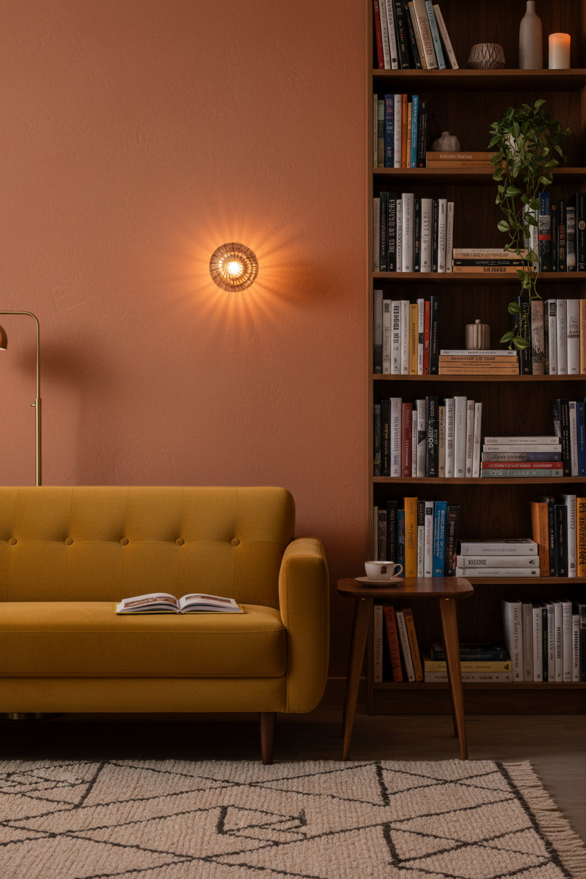 Brass patina glass globe sconce with fluted round shade and soft ambient illumination for modern interiors
