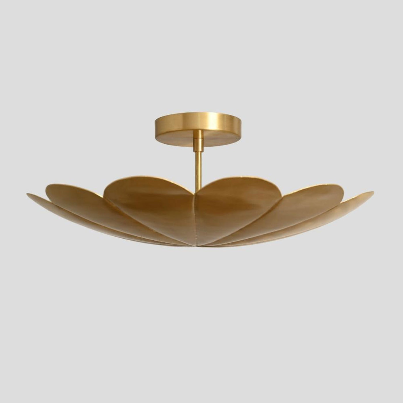 Handmade brass petal chandelier – floral-inspired ceiling light with sculpted petal design and brushed finish