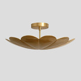 Handmade brass petal chandelier – floral-inspired ceiling light with sculpted petal design and brushed finish
