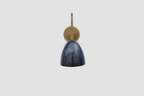 Front view of handmade brass wall sconce with polished blue dome shade, perfect for living room or bedroom lighting