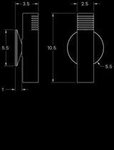 Technical drawing of brass wall sconce with detailed dimensions and mounting measurements