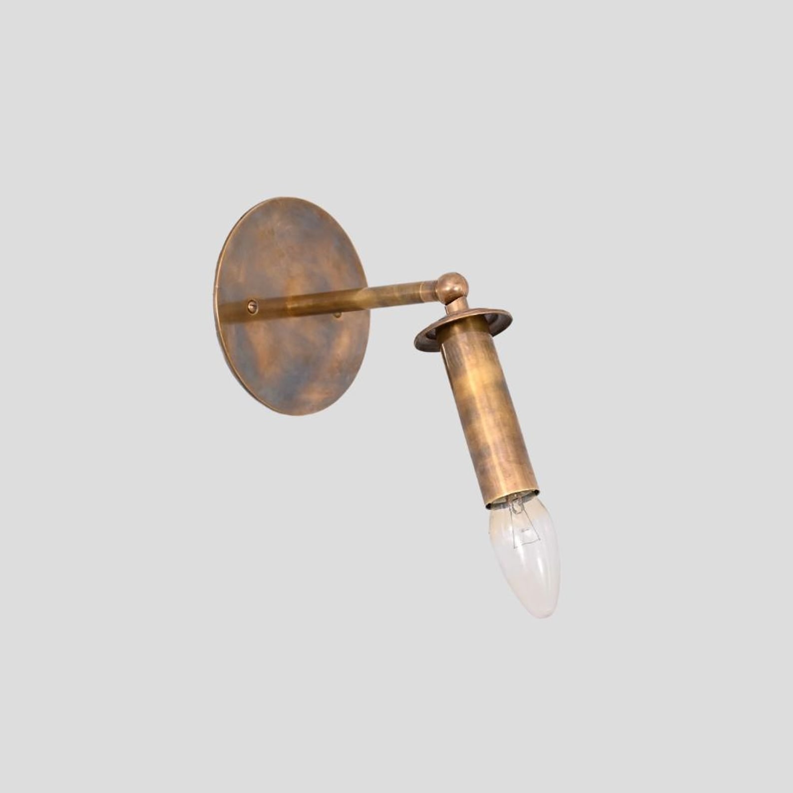 Side view of solid brass vintage candle style wall light fixture – Brass Leaf Studio