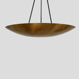 Minimalist wide dome chandelier in solid brass – handcrafted pendant ceiling light ideal for dining areas, living rooms, and boutique interiors