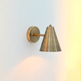 Bruges cone wall sconce with 5 inch wide shade and 7 inch height shown in true proportion