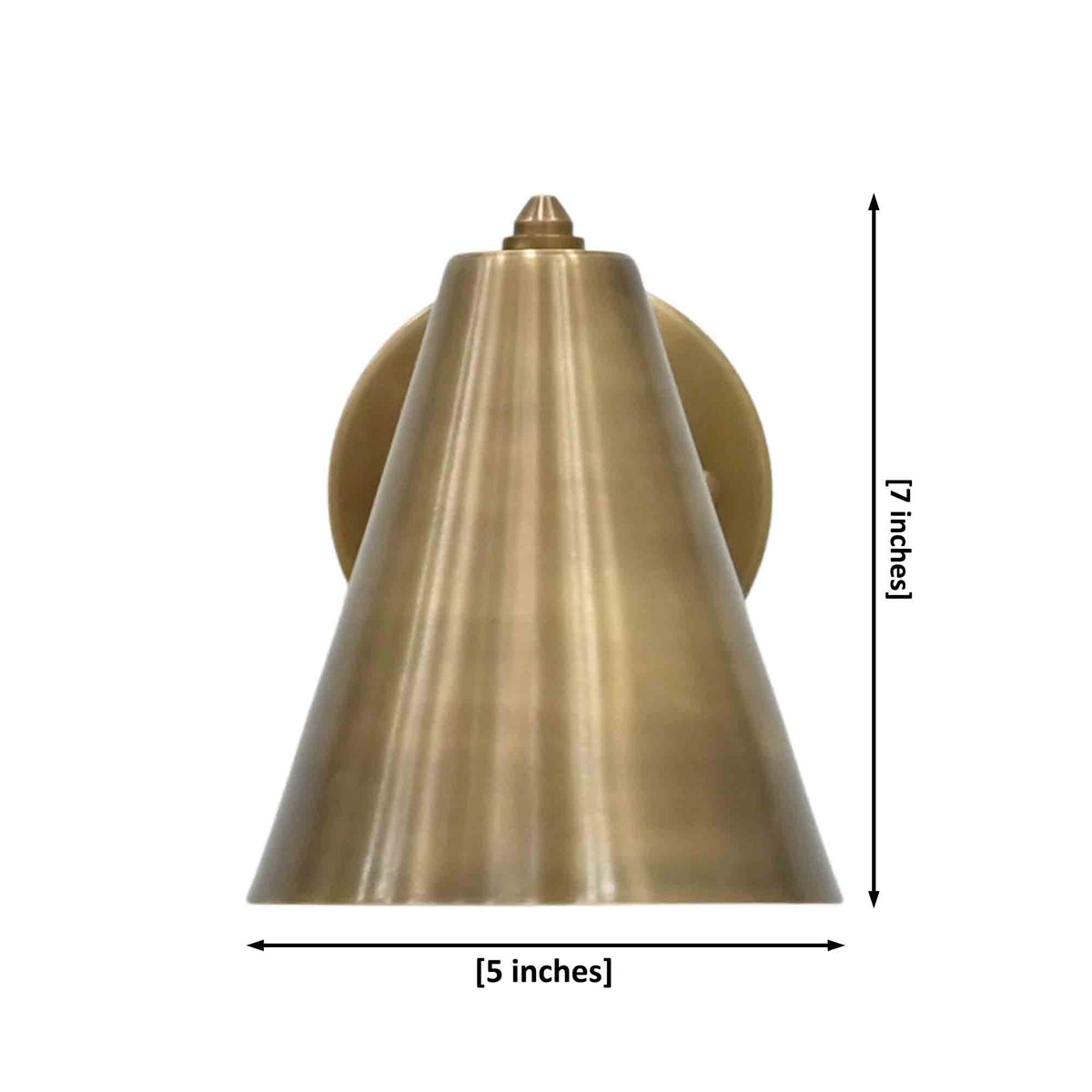 Bruges solid brass cone wall sconce in brass patina finish with compact tiltable shade