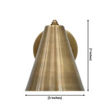 Bruges solid brass cone wall sconce in brass patina finish with compact tiltable shade