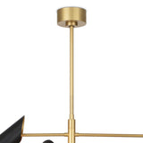 Brushed brass ceiling canopy and suspension rod detail of modern industrial chandelier