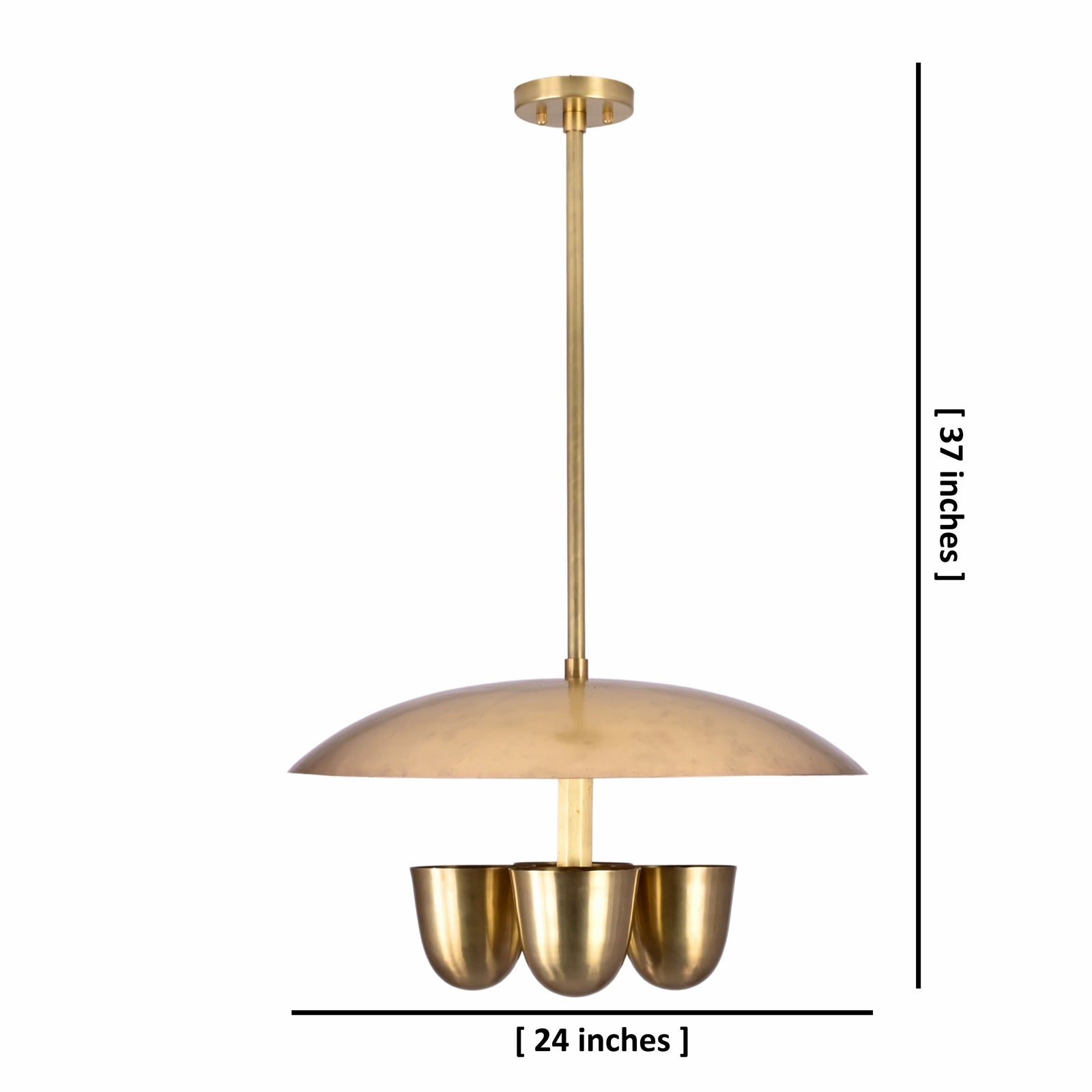Size guide for Kyoto Discus  -  Uplifting Brass Chandelier - 4 Lights - 33136