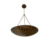 Cambria Modern Fluted Bowl Chandelier front view with sculptural ribbed brass bowl shade