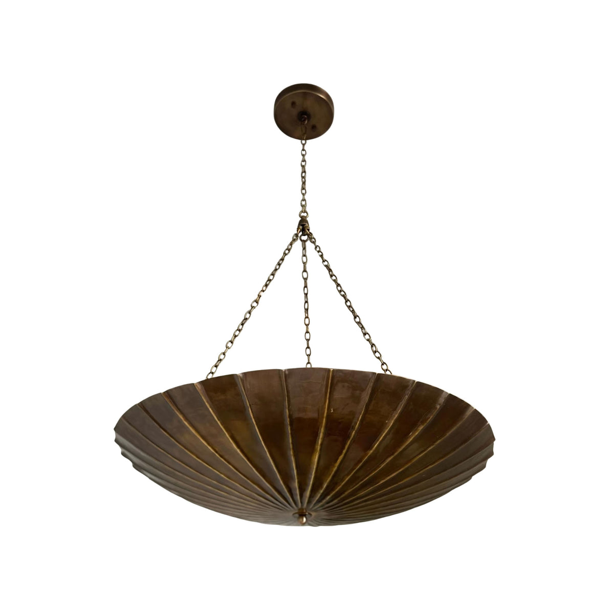 Cambria Modern Fluted Bowl Chandelier handcrafted fluted brass pendant ceiling light