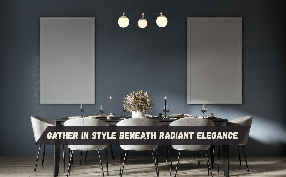 Brass and black 3-light flushmount chandelier installed above a modern dining table