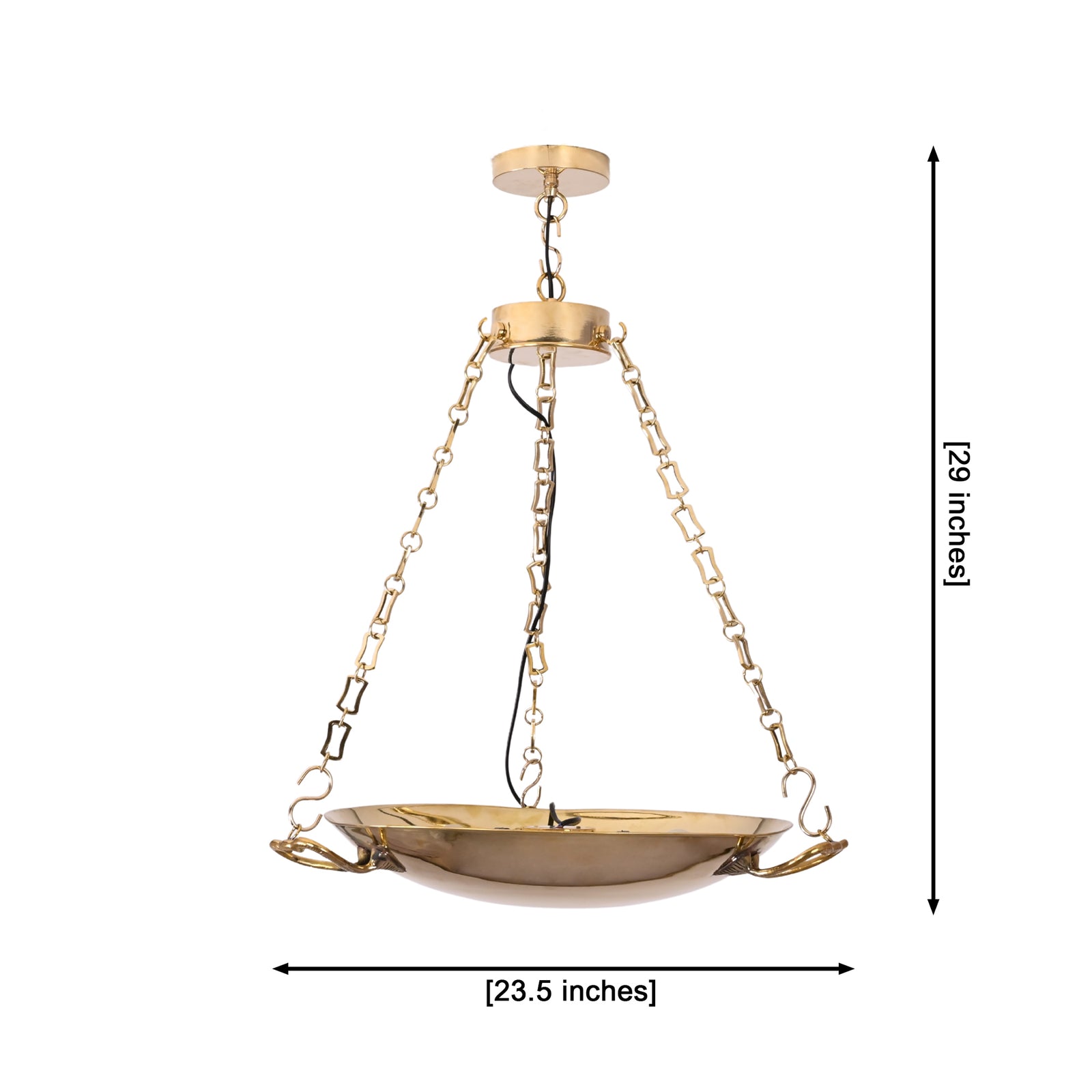 Size guide for Brass Chain Bowl Chandelier – Classic Hanging Ceiling Light For Entryway Dining Room - Model 33357
