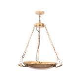 Classic hanging bowl light fixture with brass chain details and polished finish for dining room, entryway, and living room décor