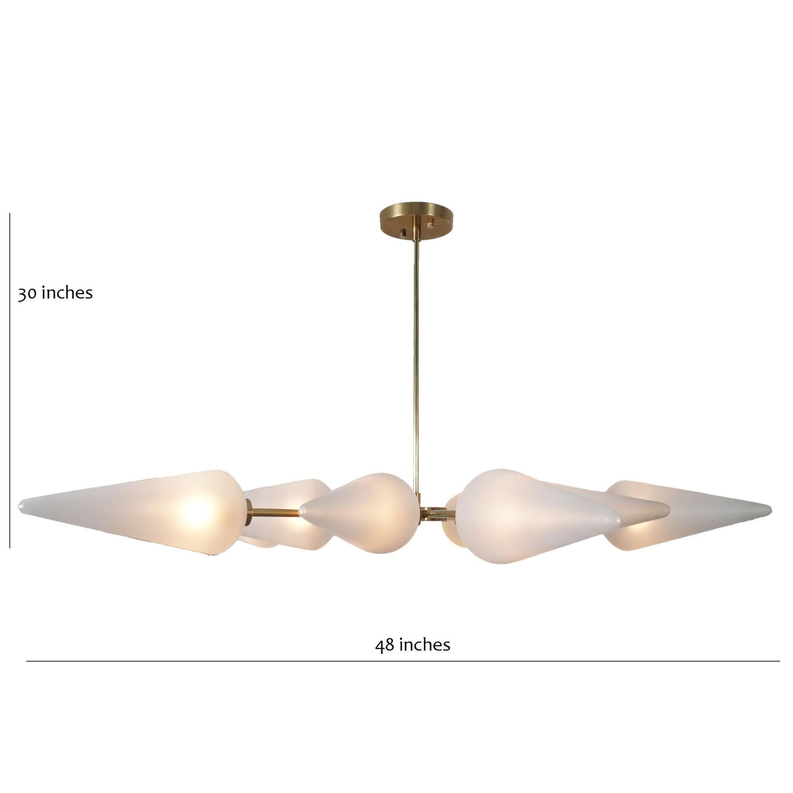 Size guide for Mid-Century Cone Glass Chandelier – Modern Brass Multi-Light Statement Fixture by Brass Leaf Studio 62564