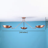 Copper 3-light bowl shade flushmount chandelier showing dimensions of 46 inches width and 15 inches height