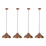 Copper kitchen island pendant light with black suspension cord and warm lighting for modern rustic interiors