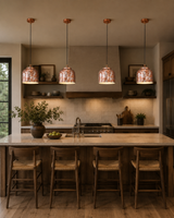 Cora drum pendant light dimension image showing 10 inch shade width and 48 inch overall hanging height