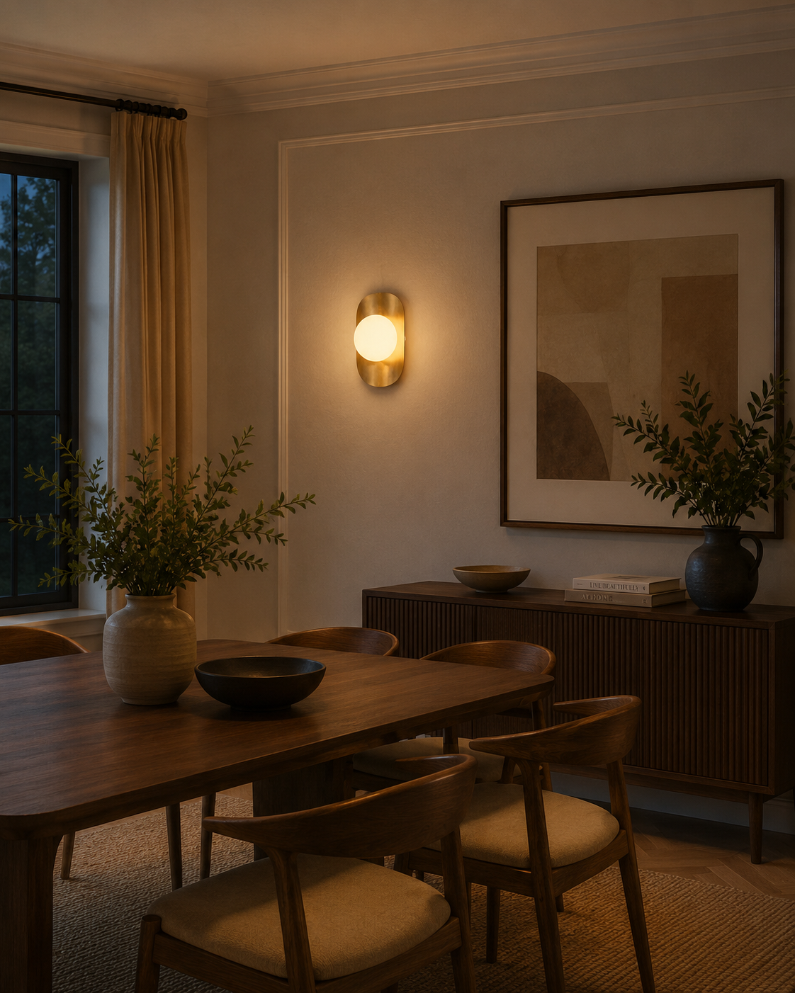 Customizable crescent globe wall sconce with finish, globe, wiring, and size options available