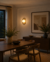 Customizable crescent globe wall sconce with finish, globe, wiring, and size options available