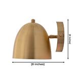 A dome-shaped wall sconce in a brushed brass or gold finish, shown with dimension arrows and labels indicating 8 inches wide and 6 inches tall, on a plain white background.