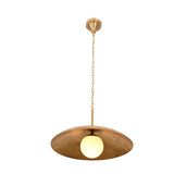 Dome disc pendant light showing 44 inch total length, 20 inch shade, 6 inch globe, and 5 inch canopy