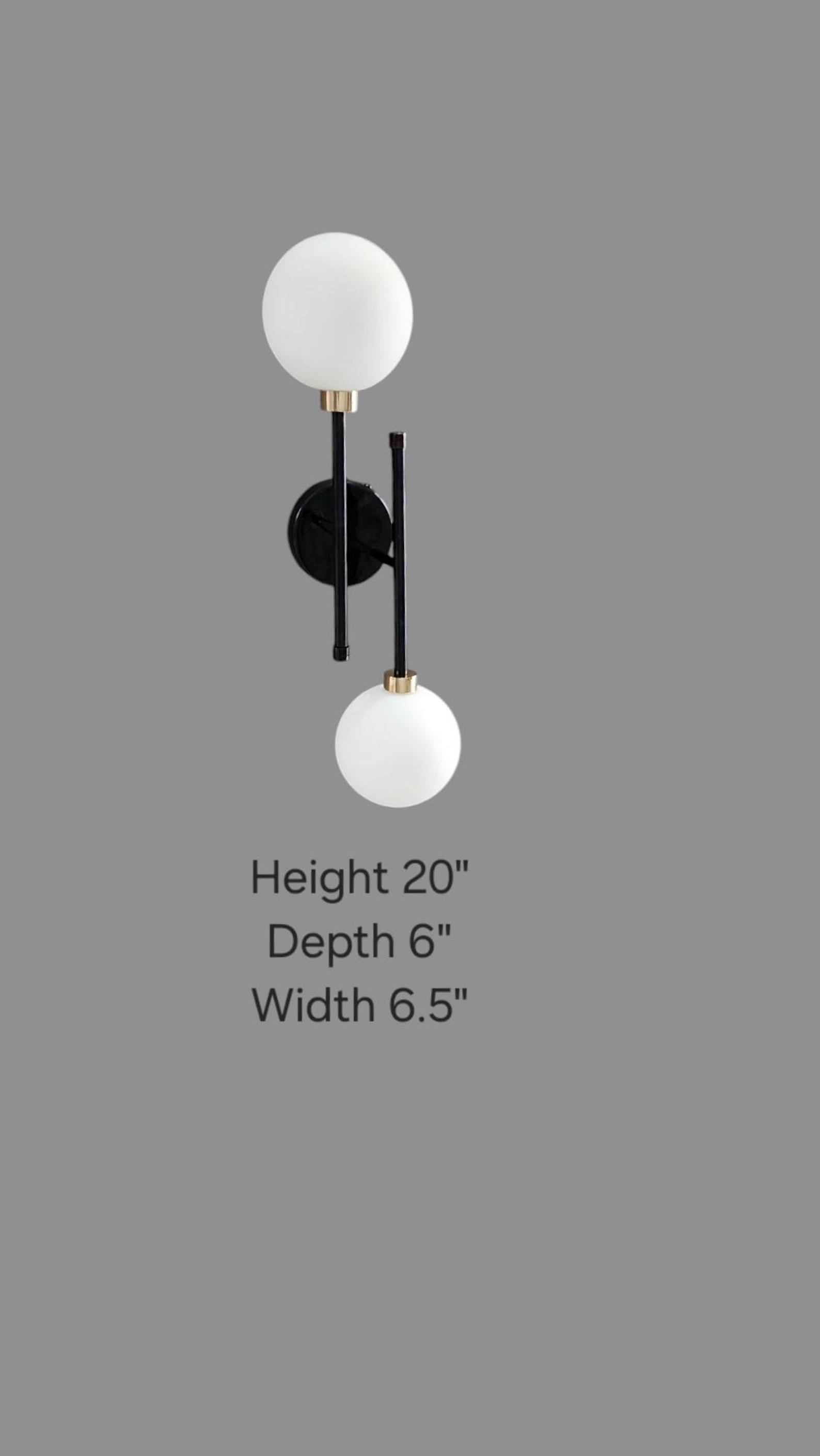 Size guide for Double Globe Wall Light – Modern Black and Brass Wall Sconce by Brass Leaf Studio 62529