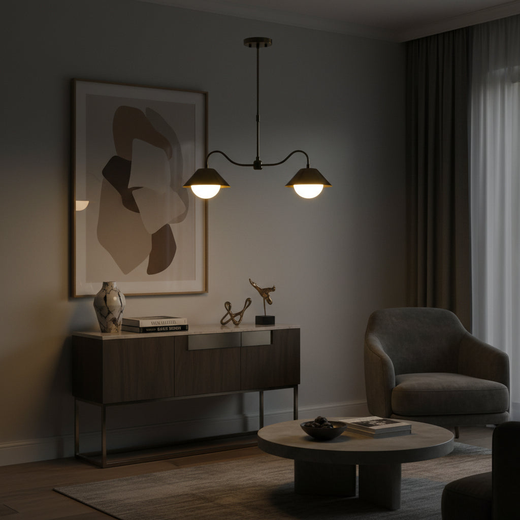Dual G9 pendant light designed for dining rooms, kitchen islands, bedrooms, and modern living spaces