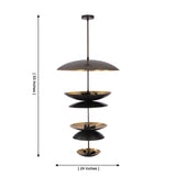 Eclipse Cascade Chandelier front view with dimensions showing 24 inch diameter and 53 inch overall height