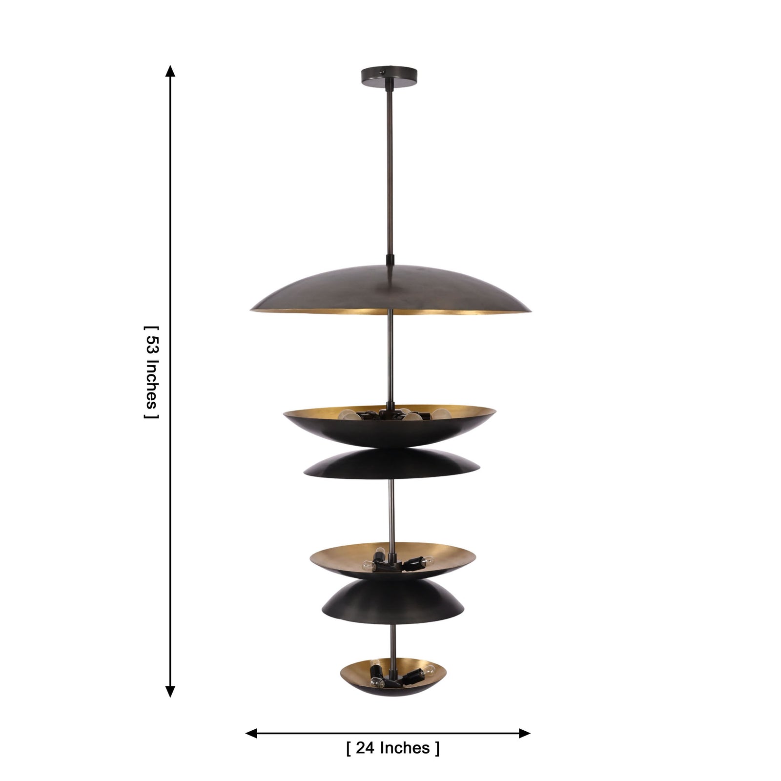 Size guide for Eclipse Cascade Chandelier – 8 Lights – 24 Inch – Model 33177