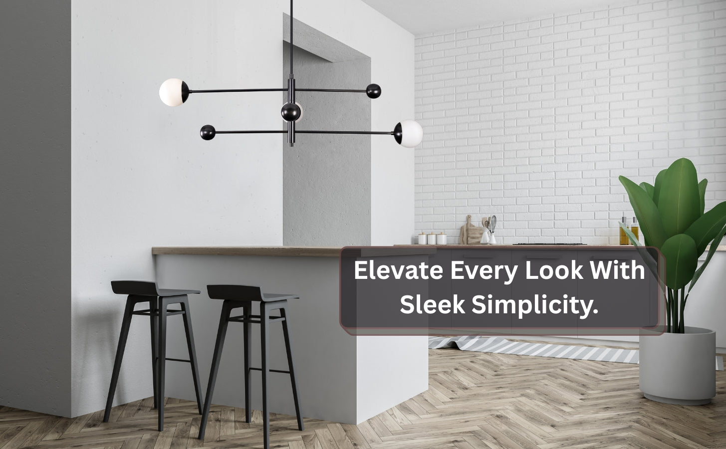 Modern chandelier enhancing a luxe minimalist seating area
