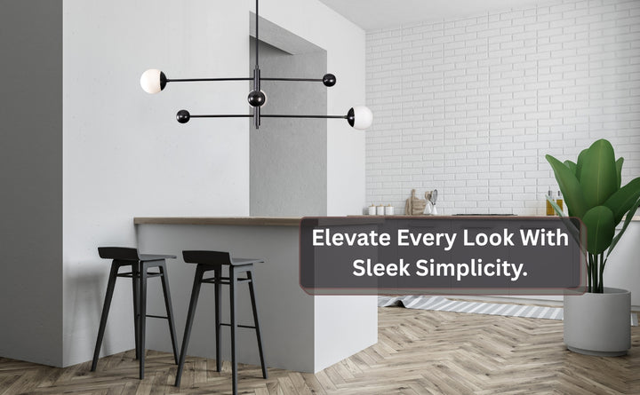 Modern chandelier enhancing a luxe minimalist seating area