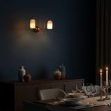 Florence dual alabaster wall sconce dimension view showing 16 inch width and 8 inch height