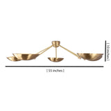 Flush Mount Brass Chandelier – 55x10 Inches