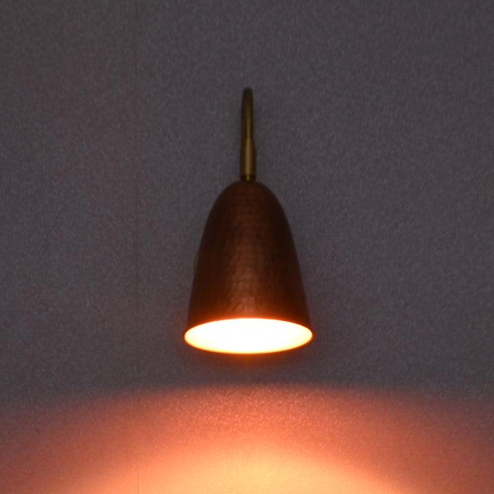 Front view of hammered copper wall sconce – handcrafted brass wall lighting fixture