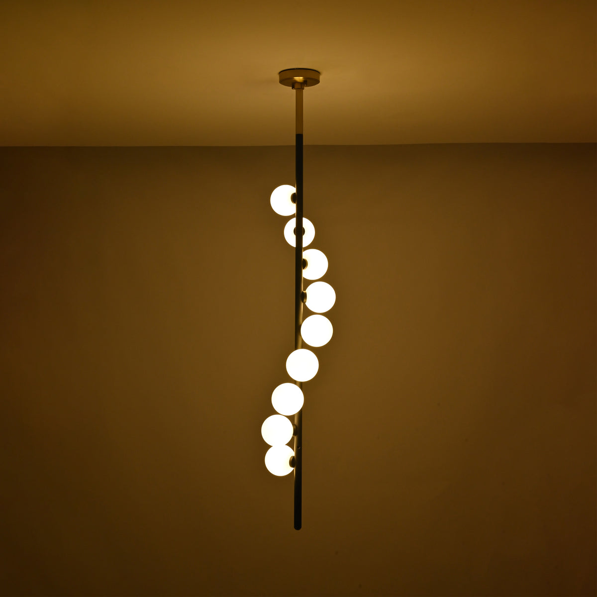 Globe pendant chandelier dimension view showing 57 inch height and 9 inch width for product size reference